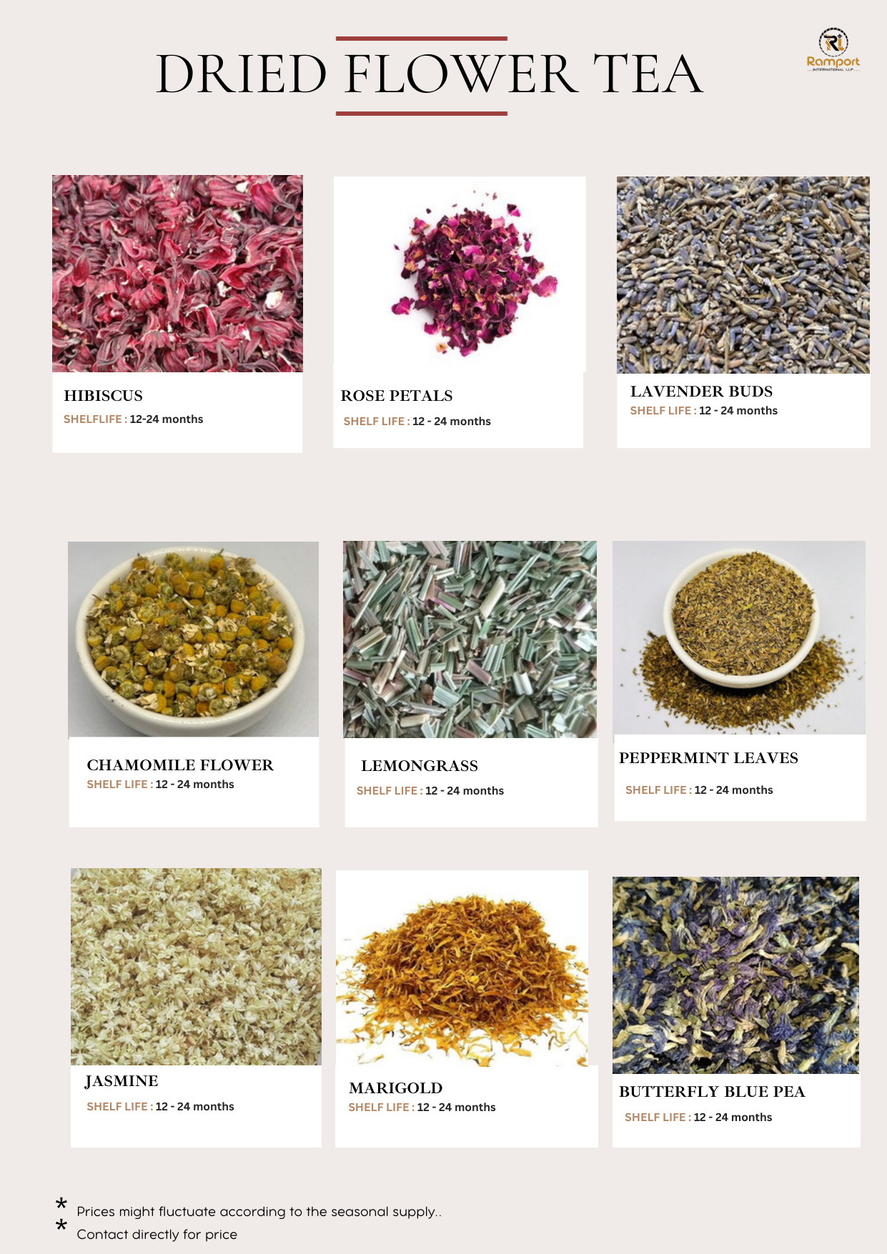 Dried Flowers Catalog Page